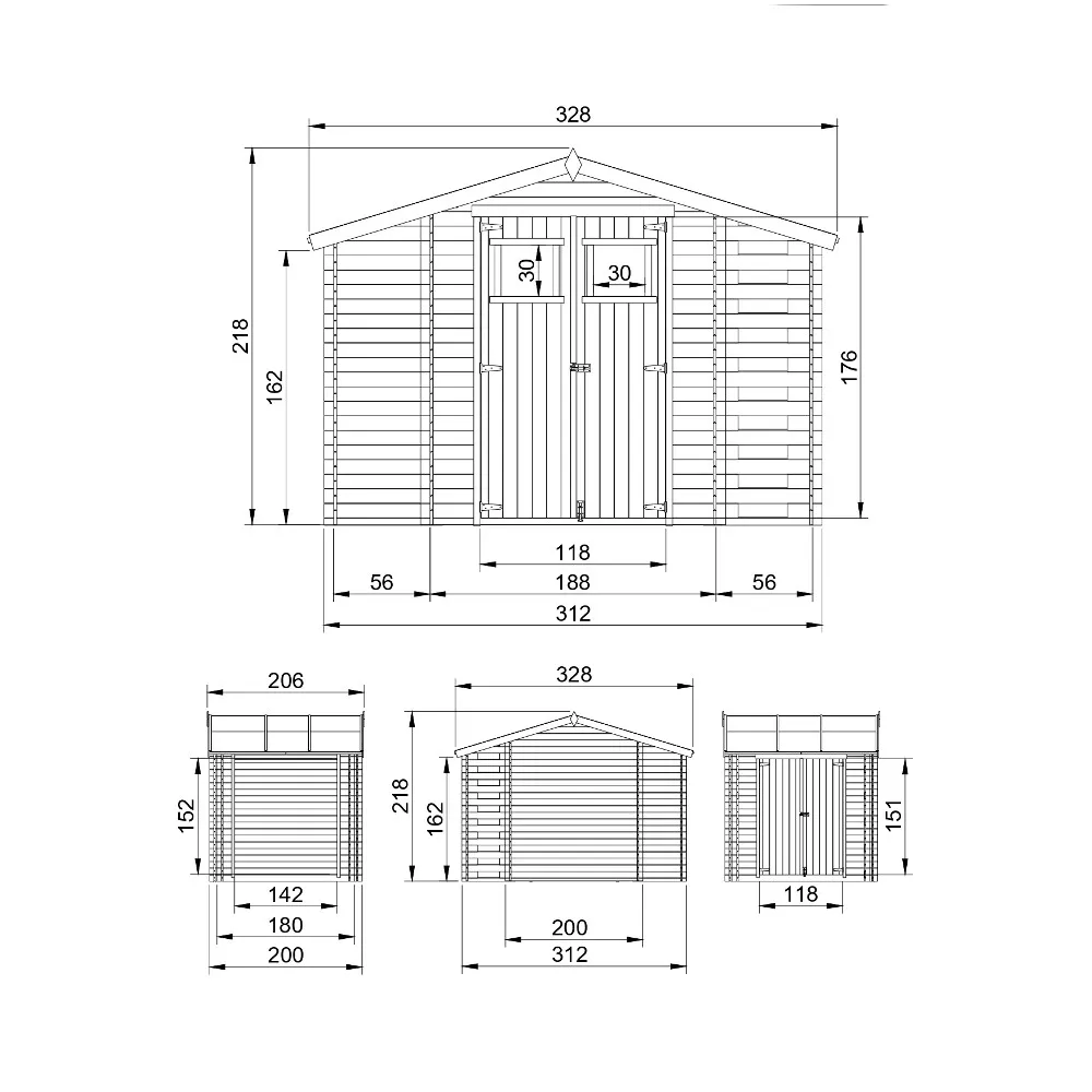 Timbela M389C casetta legno 312x200 cm 6 m2 da giardino