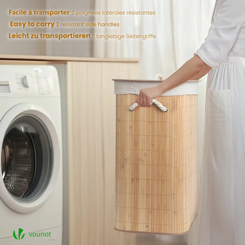 VOUNOT Cesto Biancheria Bambù 72L con Coperchio