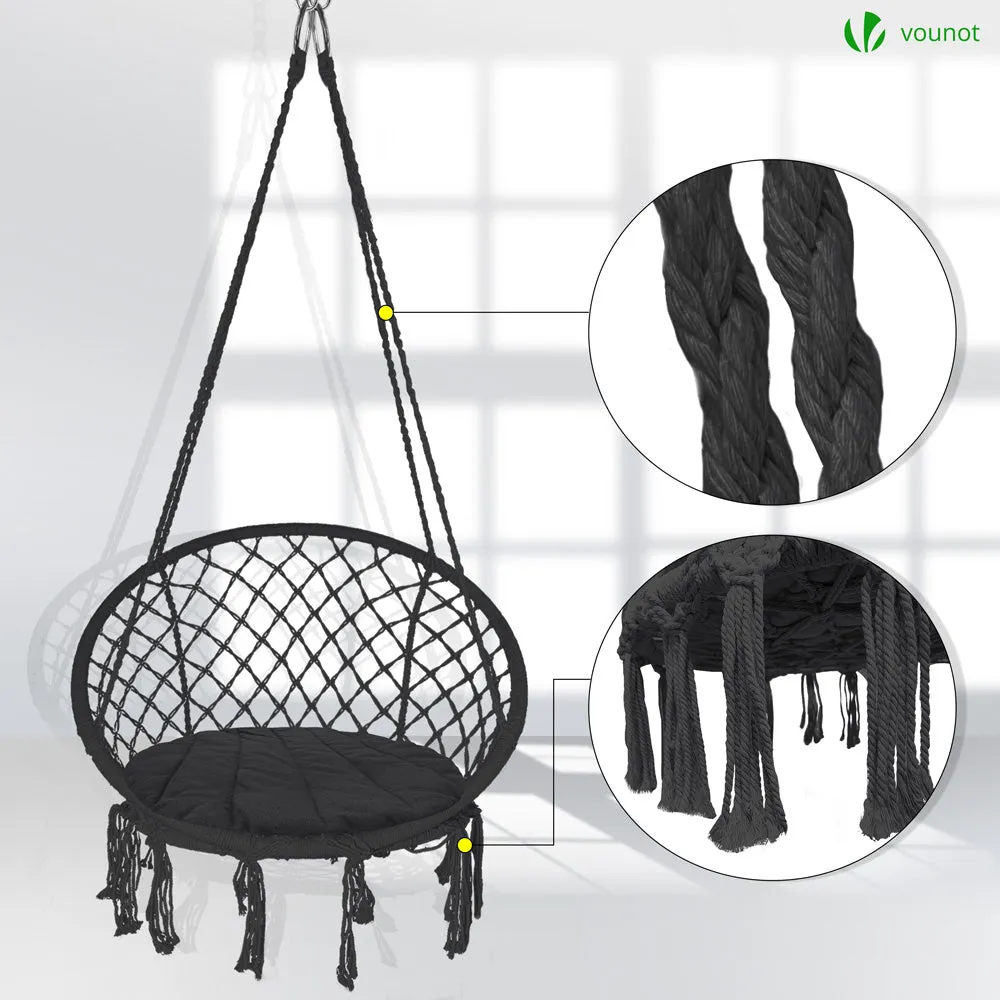 Vounot poltrona sospesa nero con cuscino tondo 120 kg