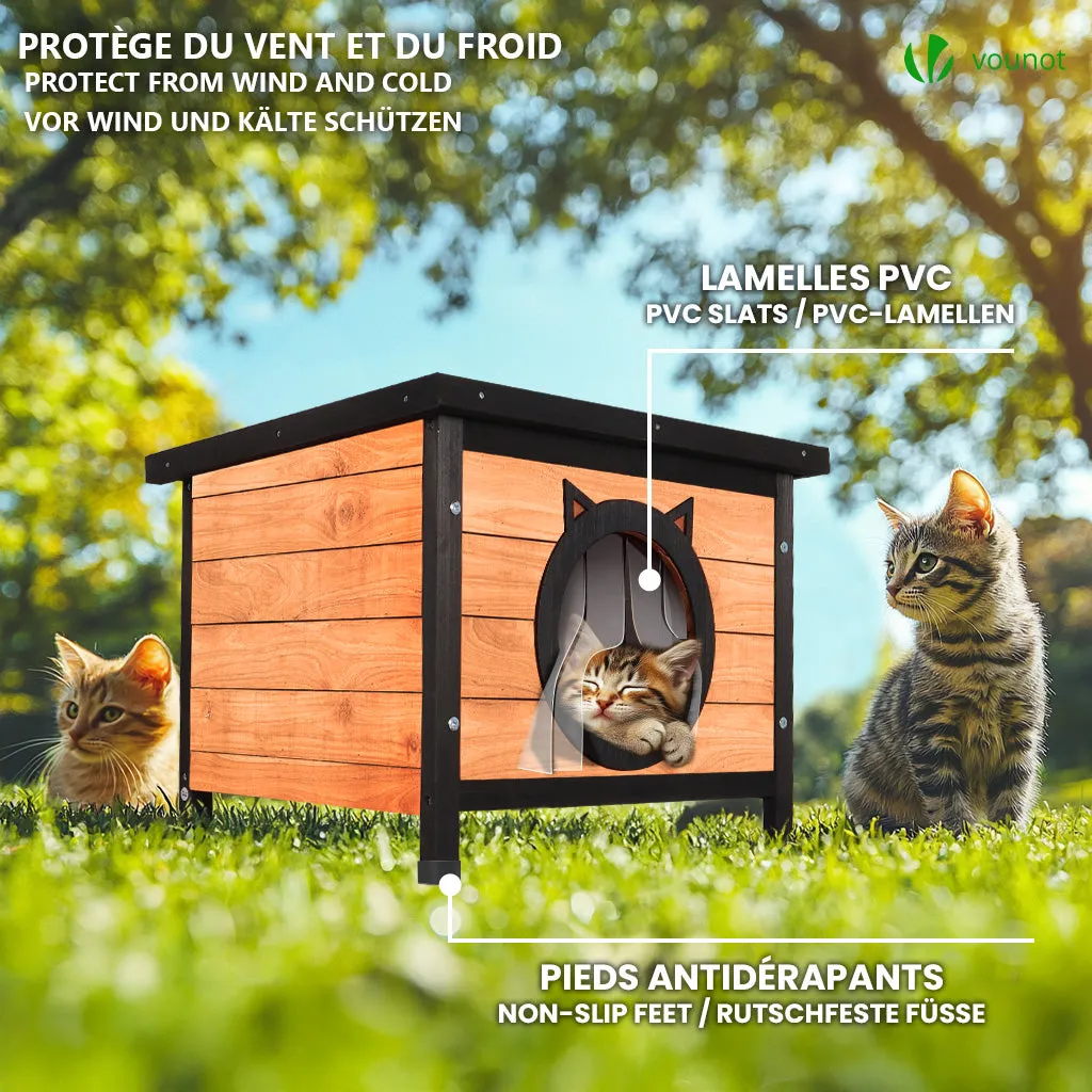 VOUNOT Casa per Gatti in Legno 57x45x43 Tetto Bitumato