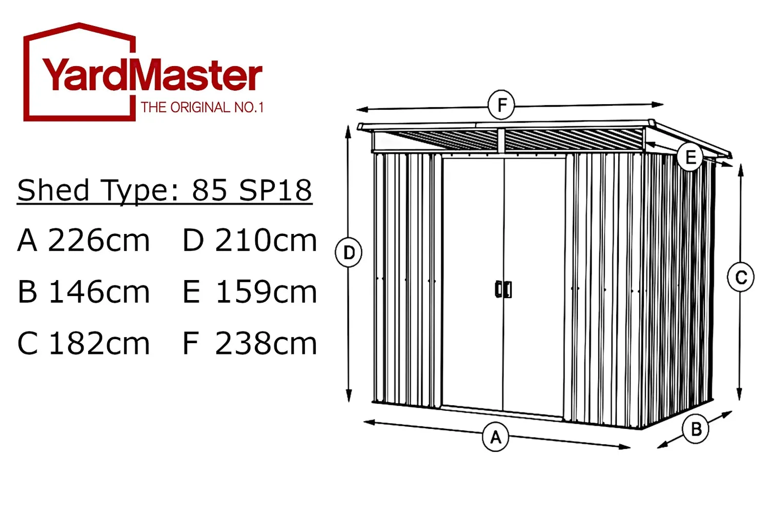 Yardmaster TopLight Tall Pent 8x5 casetta metallo grigia