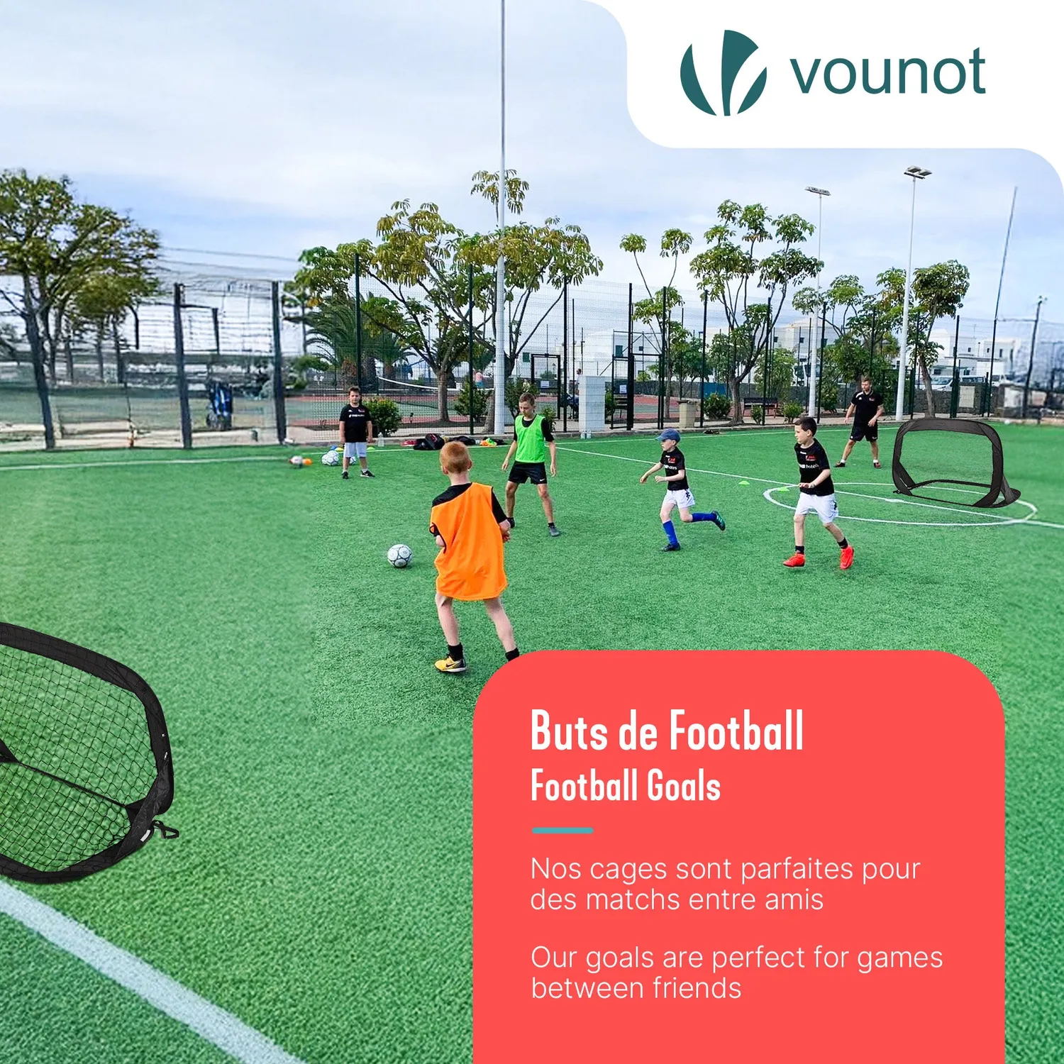 VOUNOT Porte Calcio Pieghevoli Pop Up 120x80cm Nere 2 Pezzi