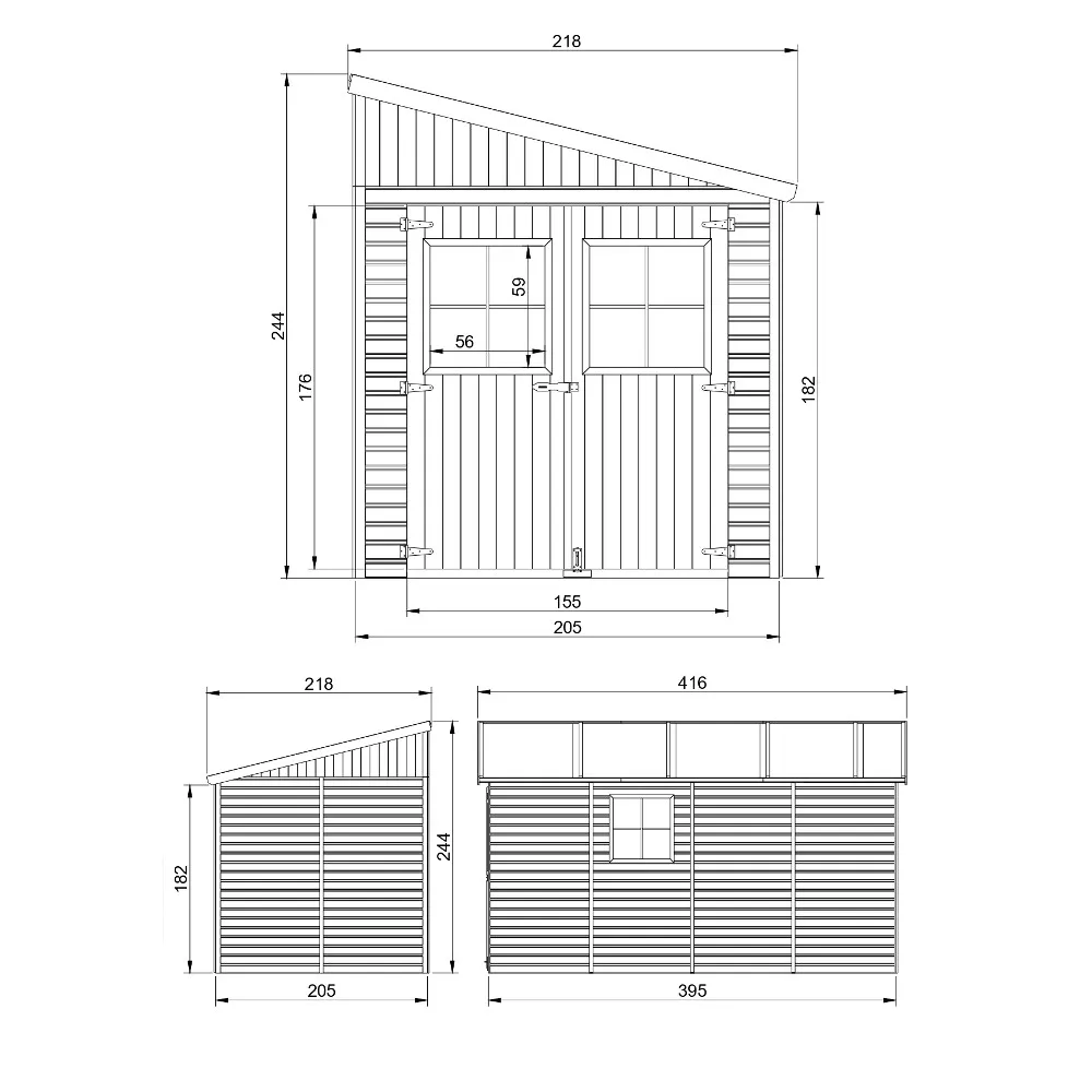 Timbela M340A casetta legno 205x395 cm 8 m²