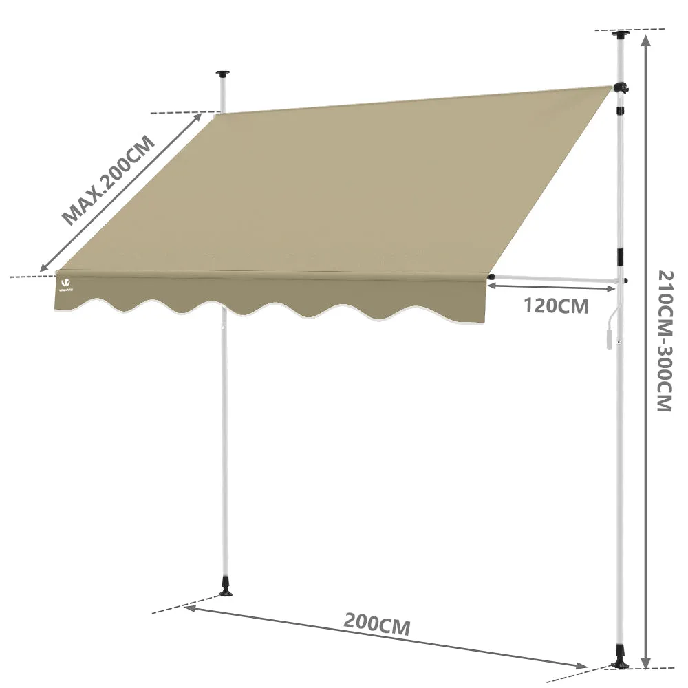 Vounot tenda da sole 200 cm beige senza foratura impermeabile