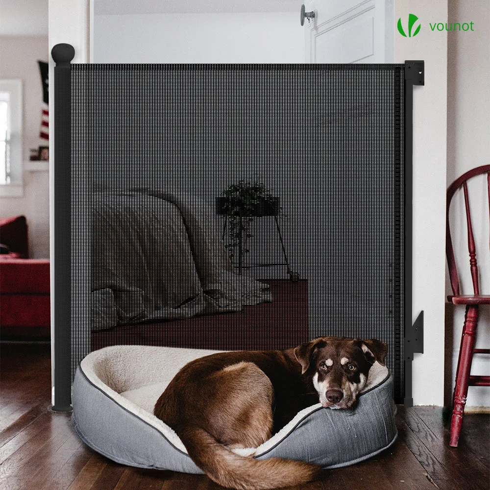 VOUNOT Barriera sicurezza retrattile 180x96 cm nera bambini