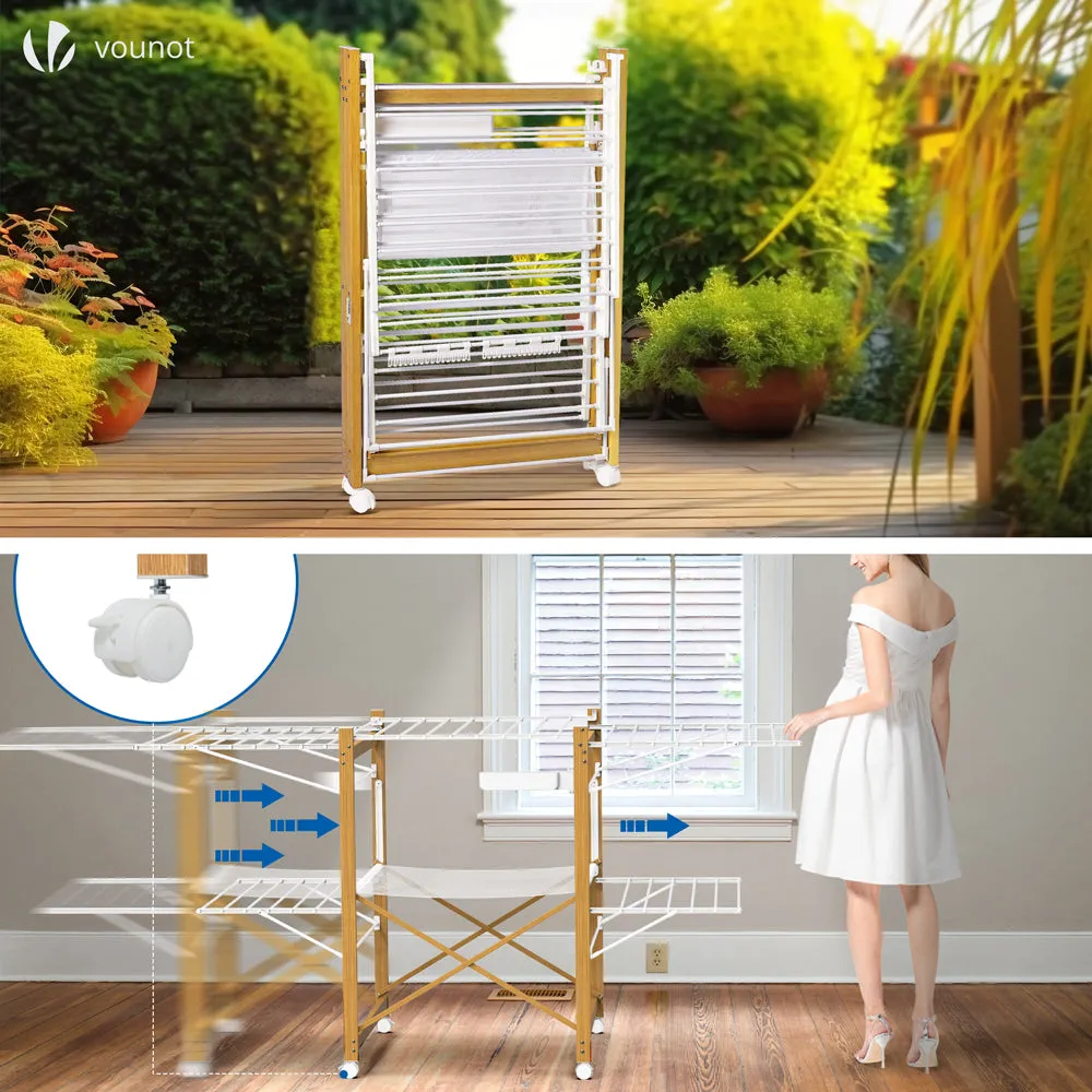 Vounot Deluxe stendibiancheria pieghevole bianco 30 m con ruote