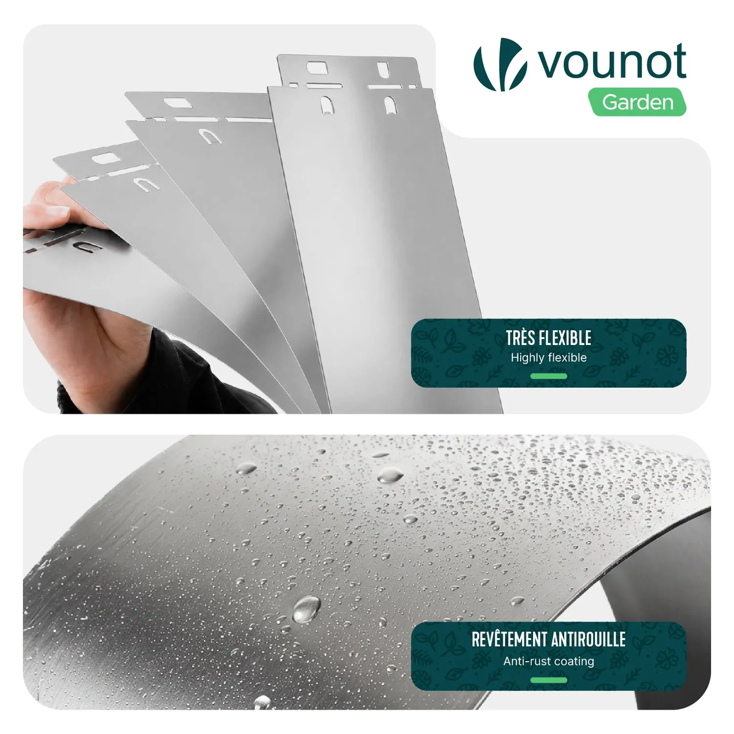VOUNOT Bordura Giardino Flessibile Set 5 Pezzi 100x13 cm Argento