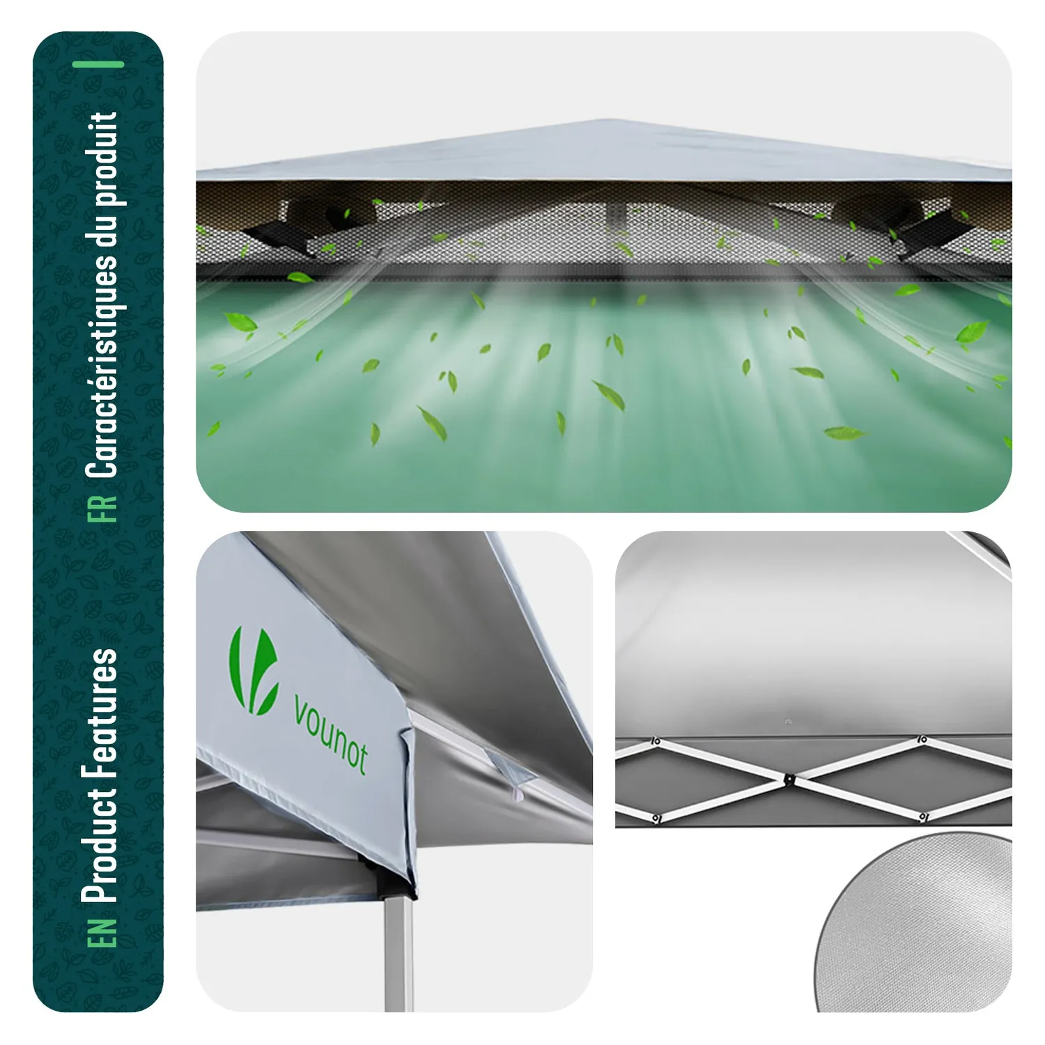 VOUNOT Gazebo Giardino 3,6x3,6m Verde Zanzariere