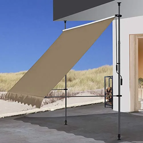 QUICK STAR Tenda Sole Morsetto Beige 300x130 cm Senza Fori