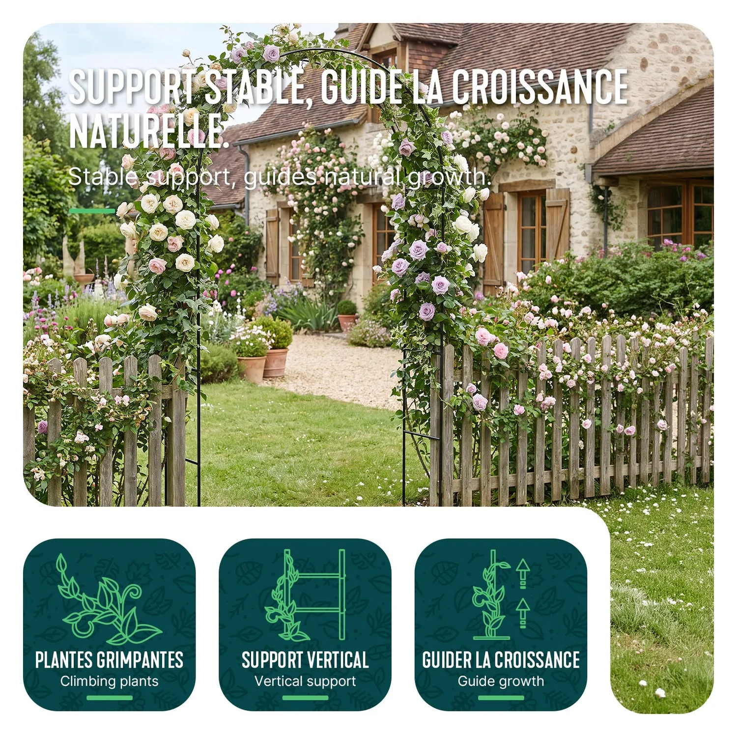 VOUNOT Arco Giardino 140x37x240 cm Nero Metallo