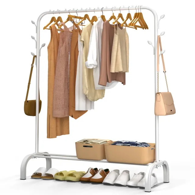 VOUNOT Stand appendiabiti metallo bianco 110x41x150cm