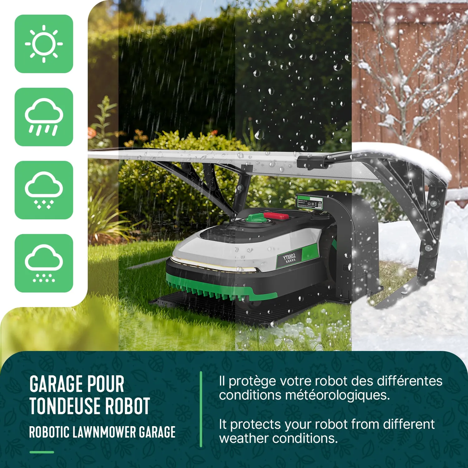 VOUNOT Garage robot tagliaerba 82x80x46 cm trasparente