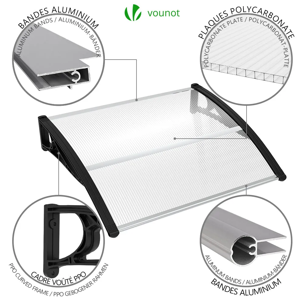 VOUNOT Pensilina Porta 120x80 cm Policarbonato Nero