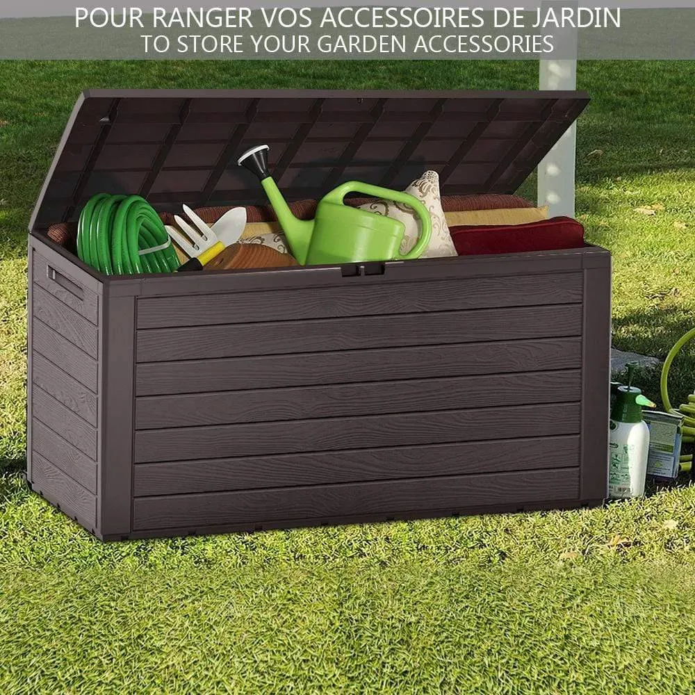 Vounot cassapanca da esterno 280L 116x44x55 cm marrone