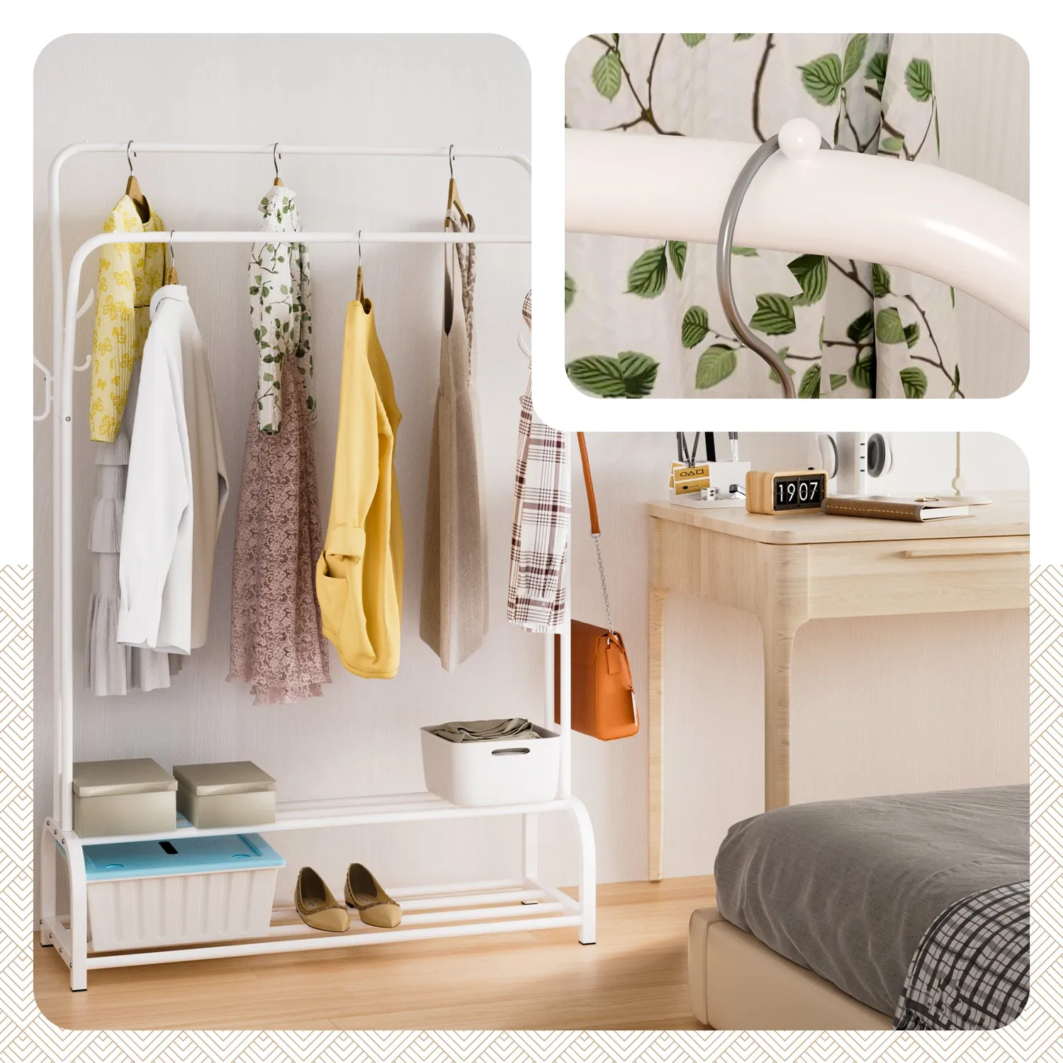 Vounot stender appendiabiti doppio bianco 108x35x145cm