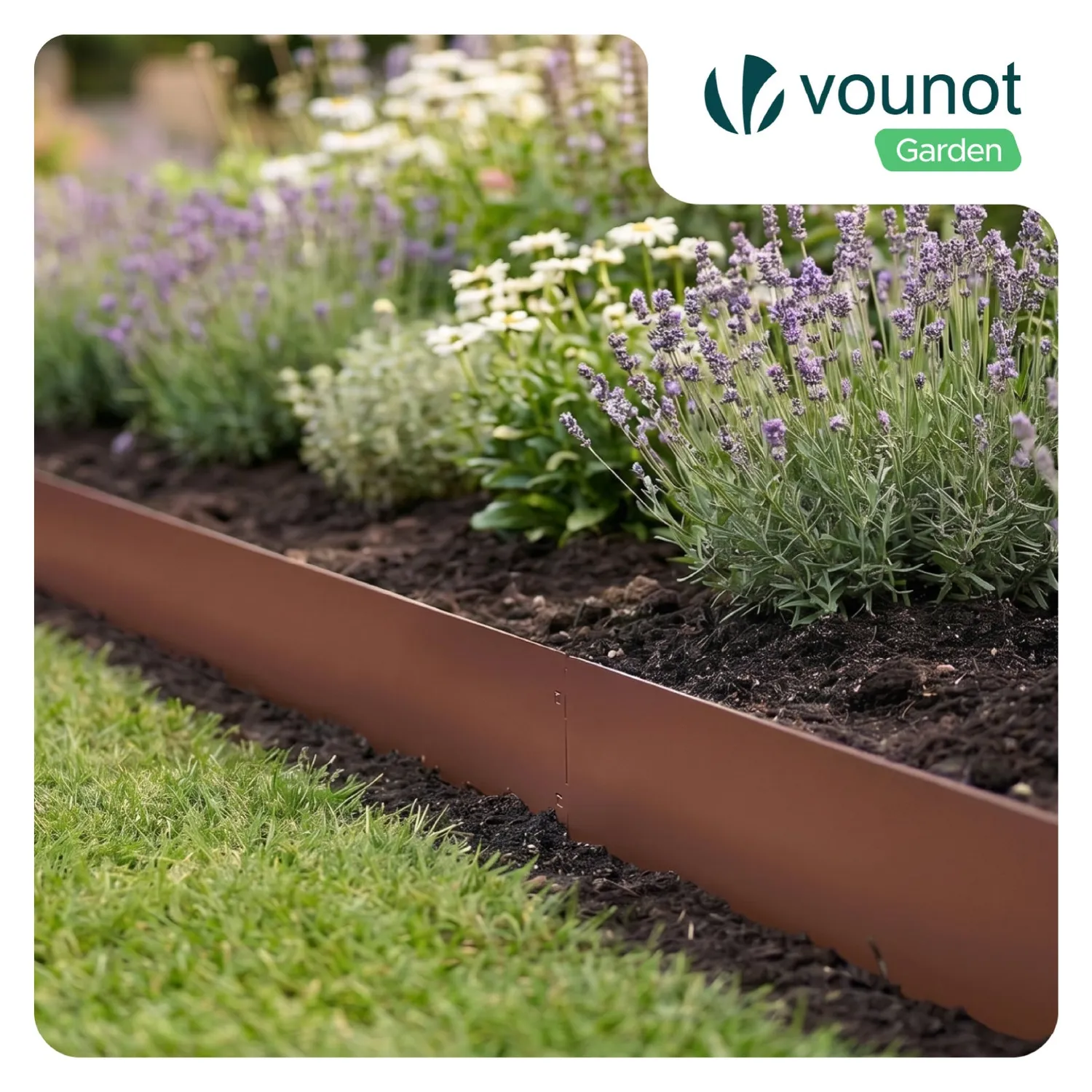 Vounot Bordura Giardino Metallo 30m Marrone 18cm