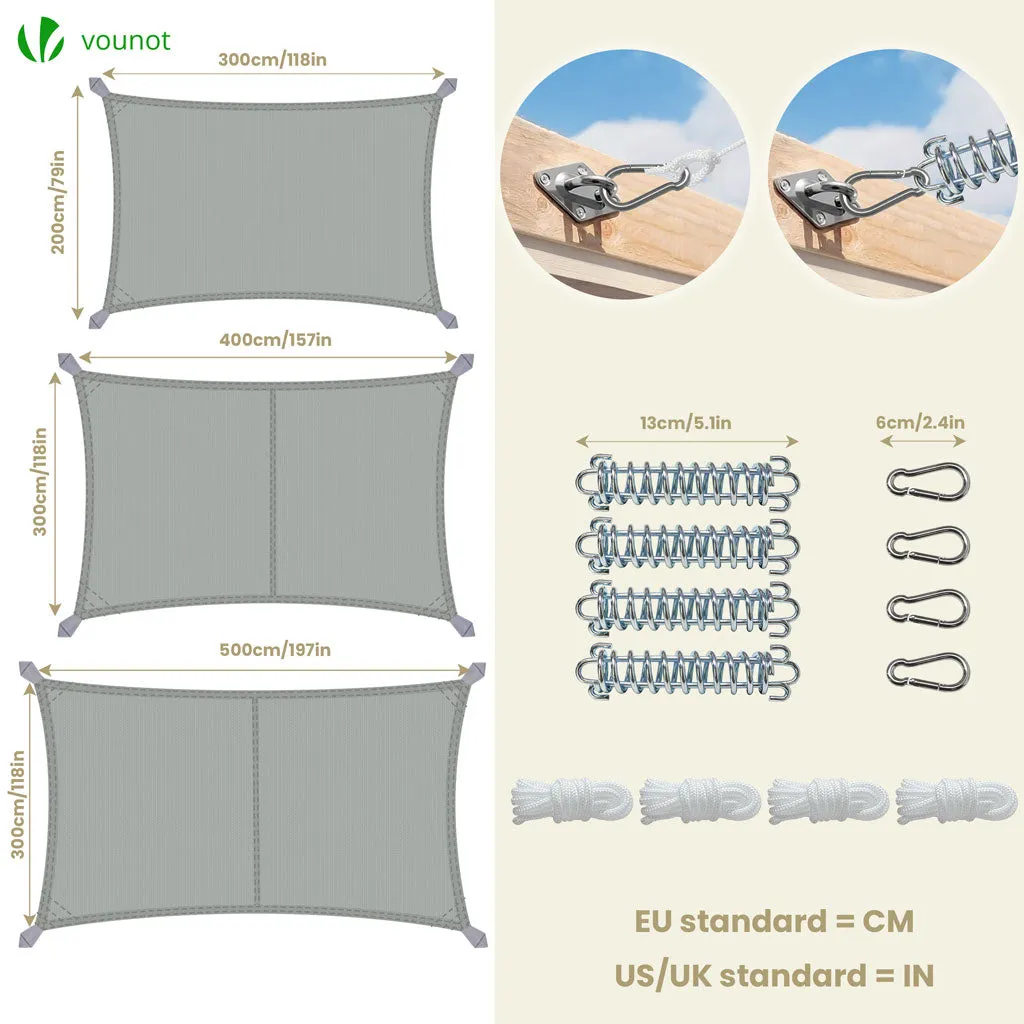 VOUNOT vela ombreggiante rettangolare grigia 3x2m impermeabile