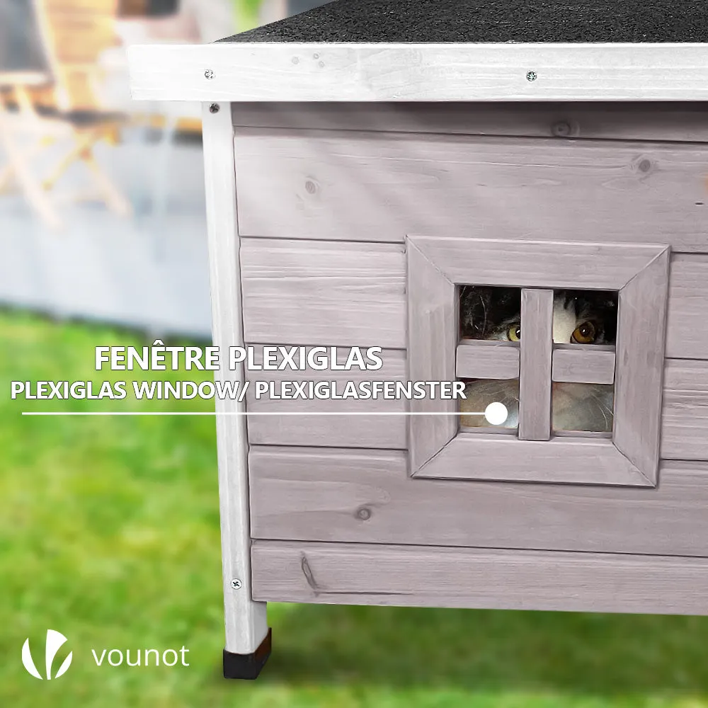Vounot Cuccia Gatto Legno 57x45x43cm Grigia Esterno