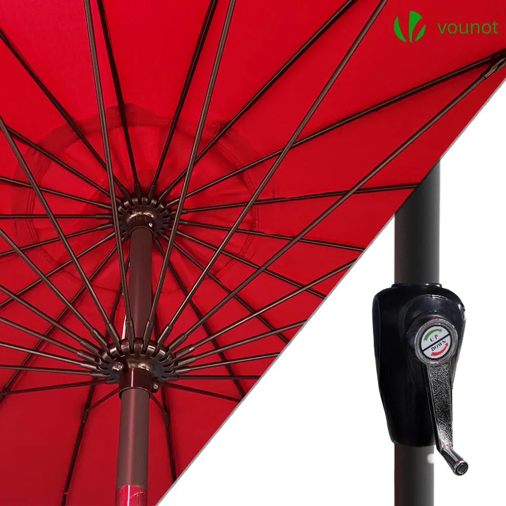 VOUNOT Shanghai ombrellone inclinabile rosso 270 cm con custodia