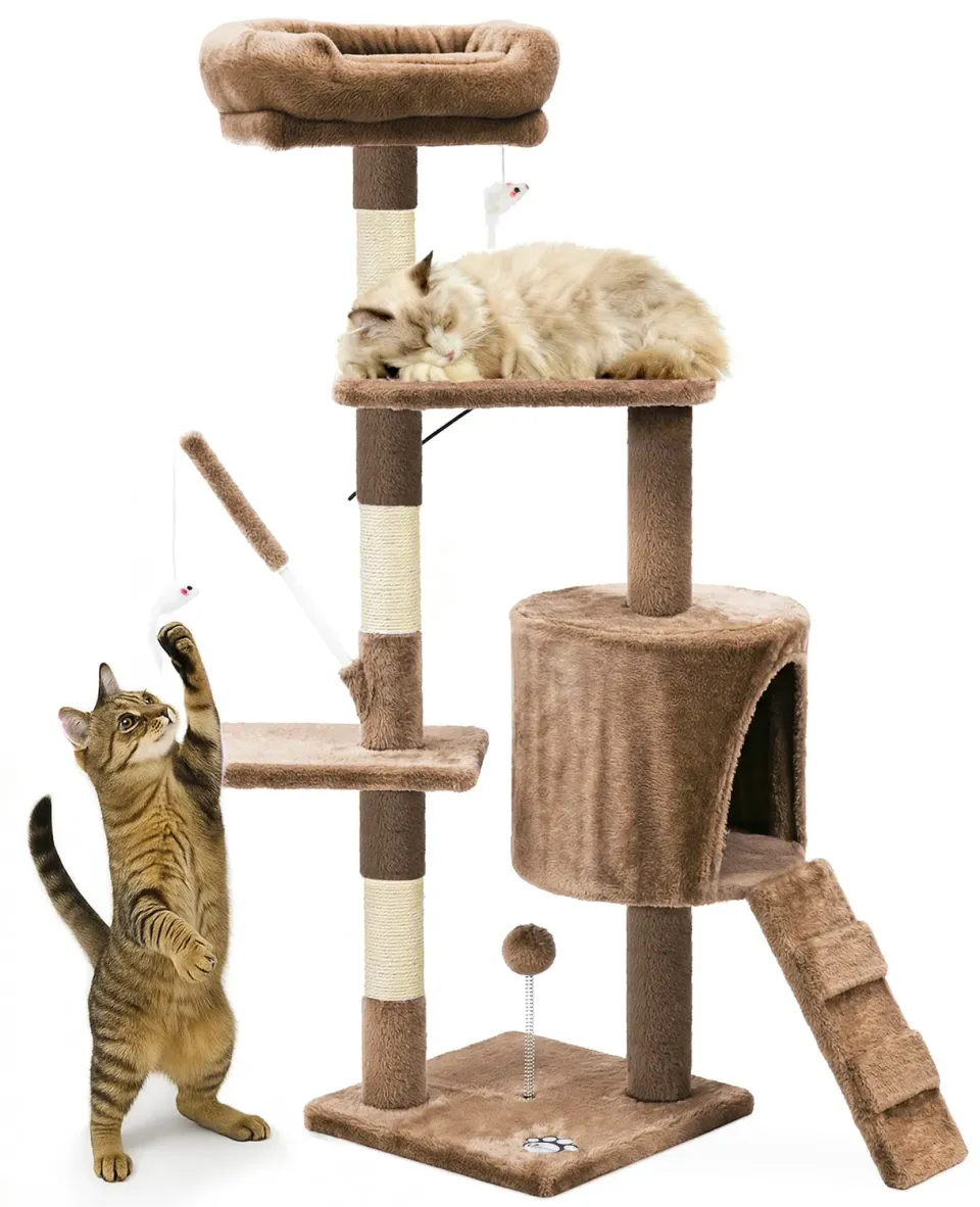 VOUNOT Albero Tiragraffi 112 cm Marrone con Cuccia