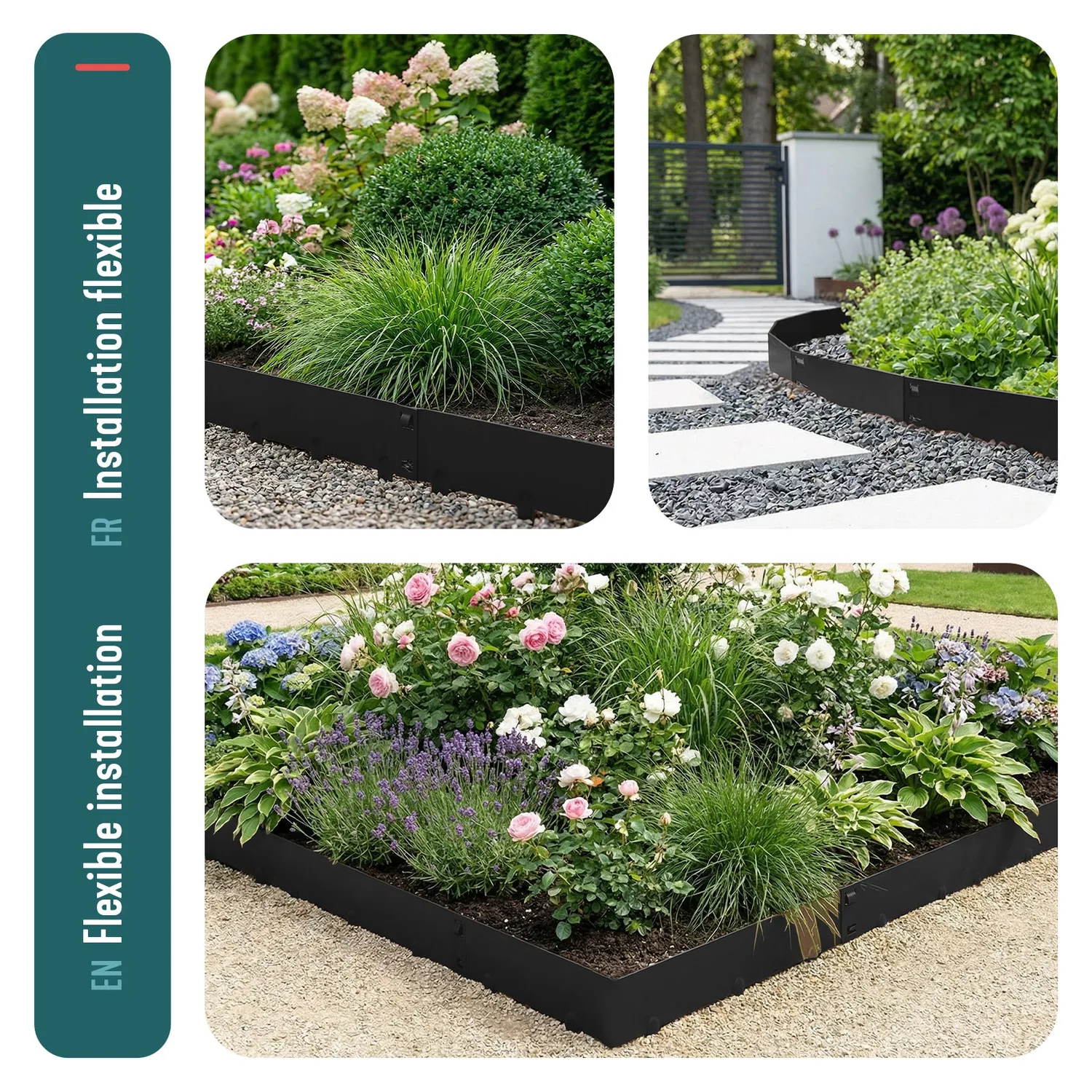 Vounot bordure giardino acciaio nero 106 cm 5 pezzi