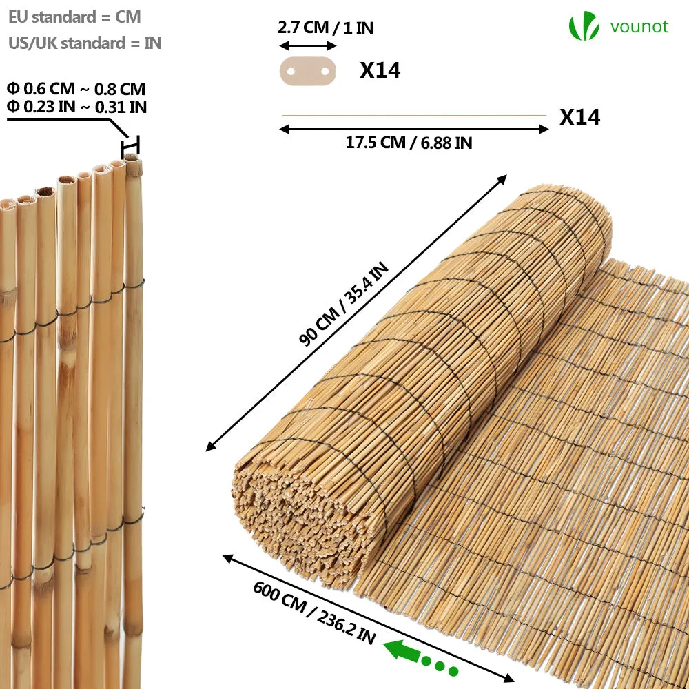 VOUNOT Cannicciato in Canna Naturale 90x600 cm Frangivista