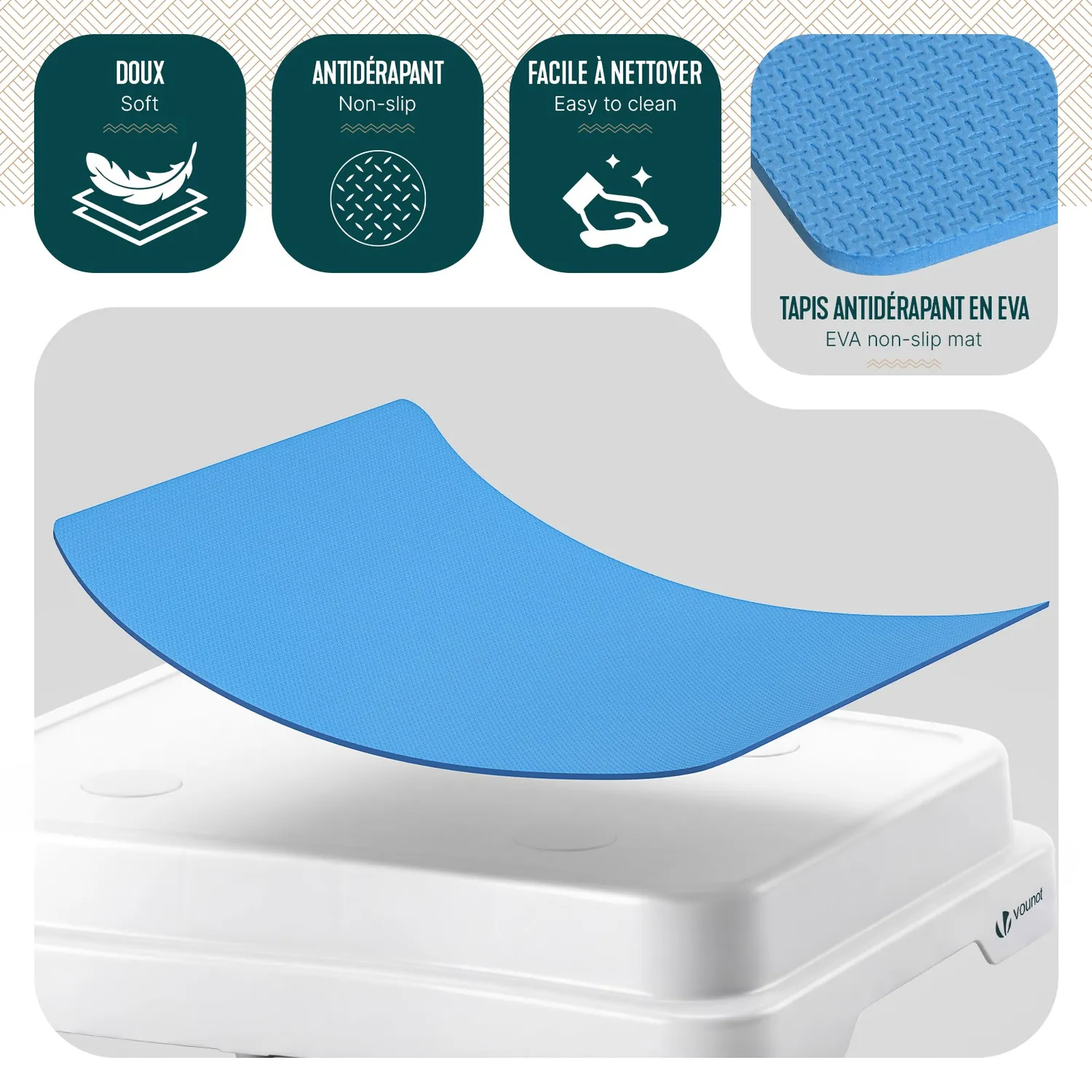 Vounot Predellino Antiscivolo 50x40 cm Blu Impilabile