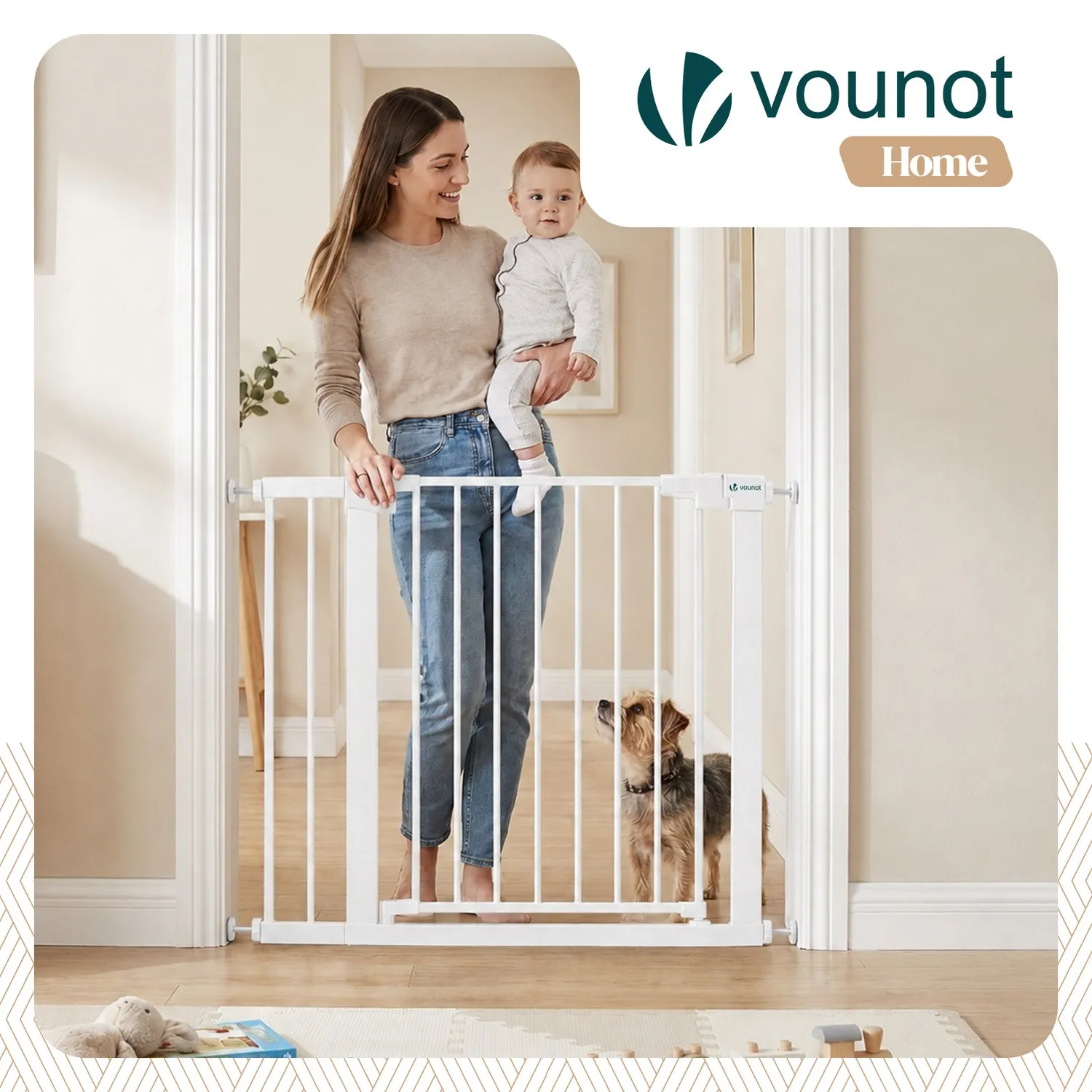 VOUNOT cancello sicurezza bambini 89-96 cm bianco metallo