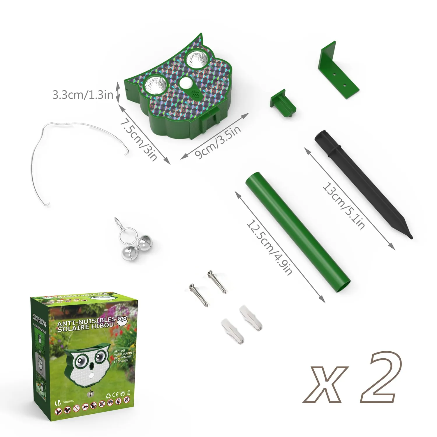 VOUNOT repellente ultrasuoni animali con sensore set 2 pezzi
