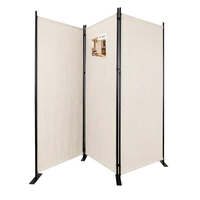 VOUNOT Paravento separè 3 pannelli 262cm beige pieghevole
