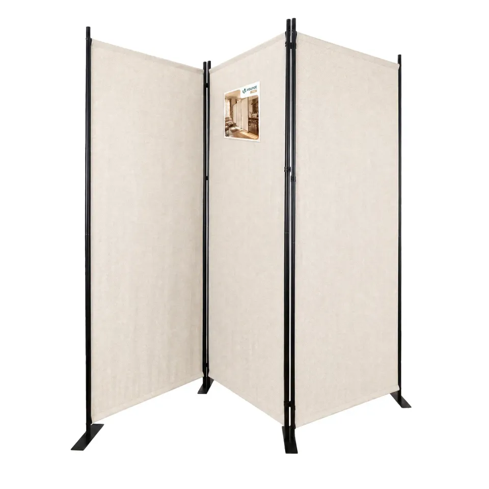 VOUNOT Paravento separè 3 pannelli 262cm beige pieghevole