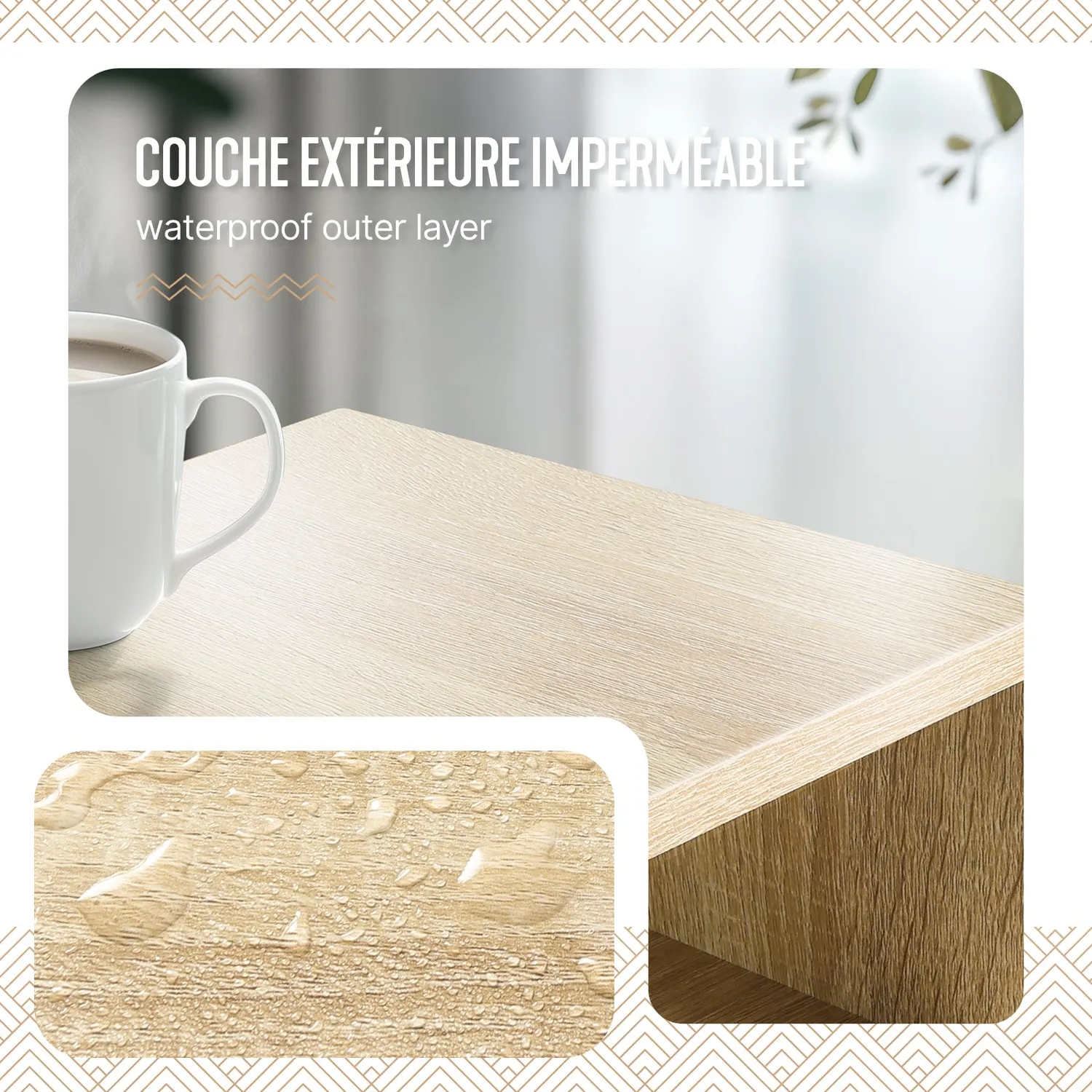 VOUNOT Comodino legno 25x30x66cm naturale con cassetto