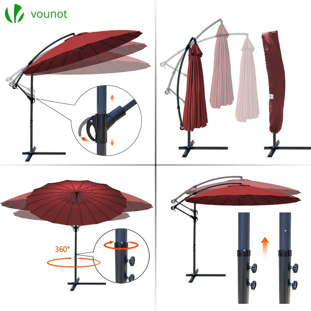 Vounot Shanghai ombrellone decentrato 3 m rosso con custodia