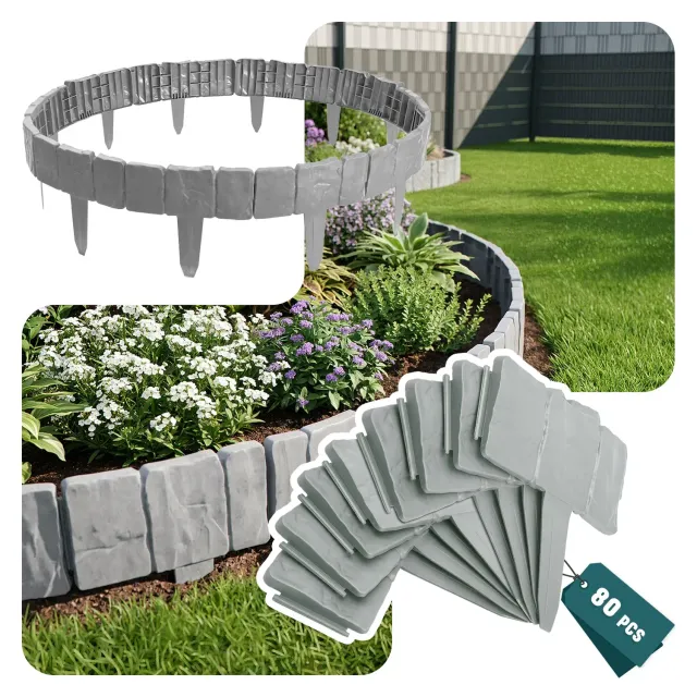 VOUNOT Bordura Giardino 20 m Grigio Chiaro Effetto Pietra