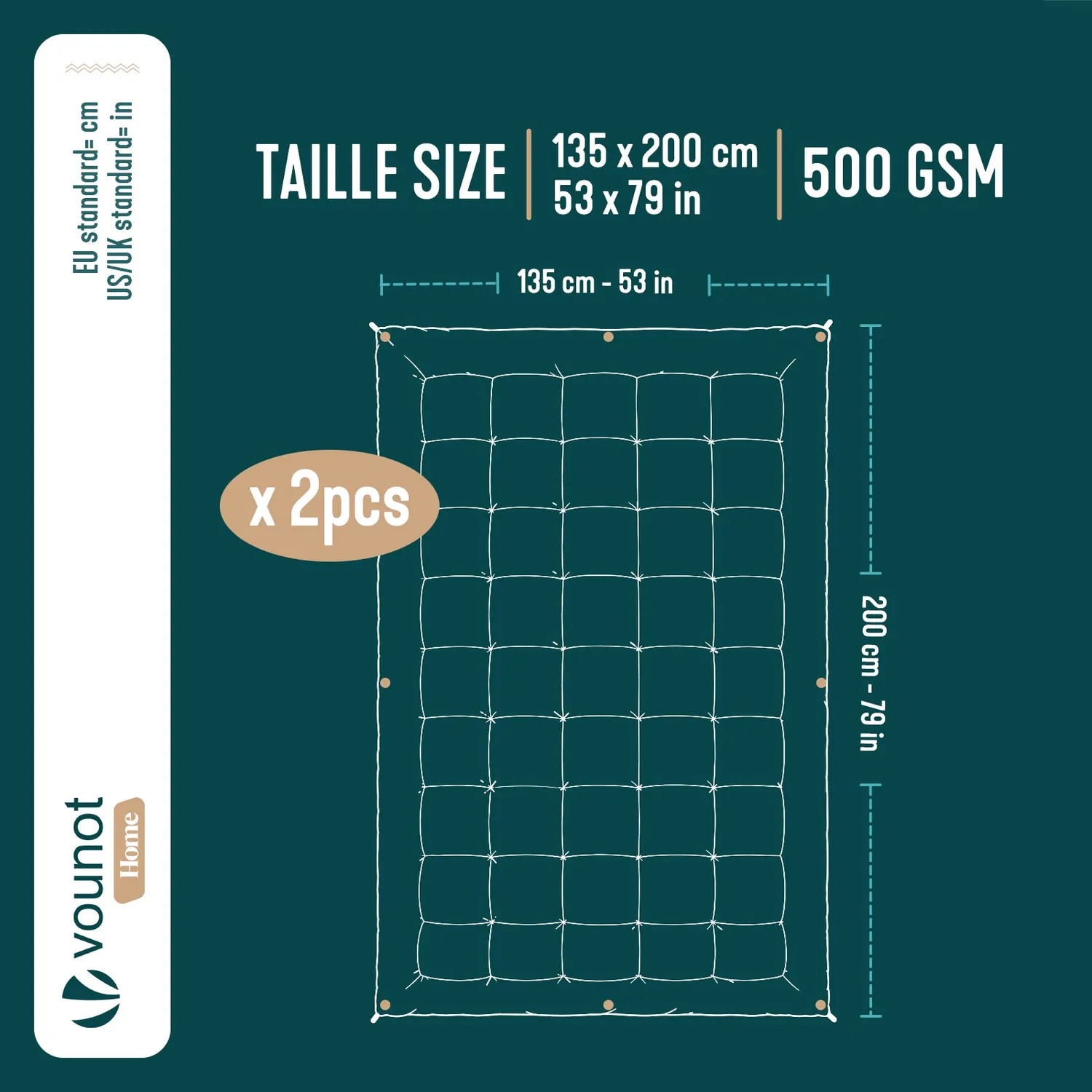 Vounot 4 Stagioni 500gsm Piumino 135x200 Bianco Termico