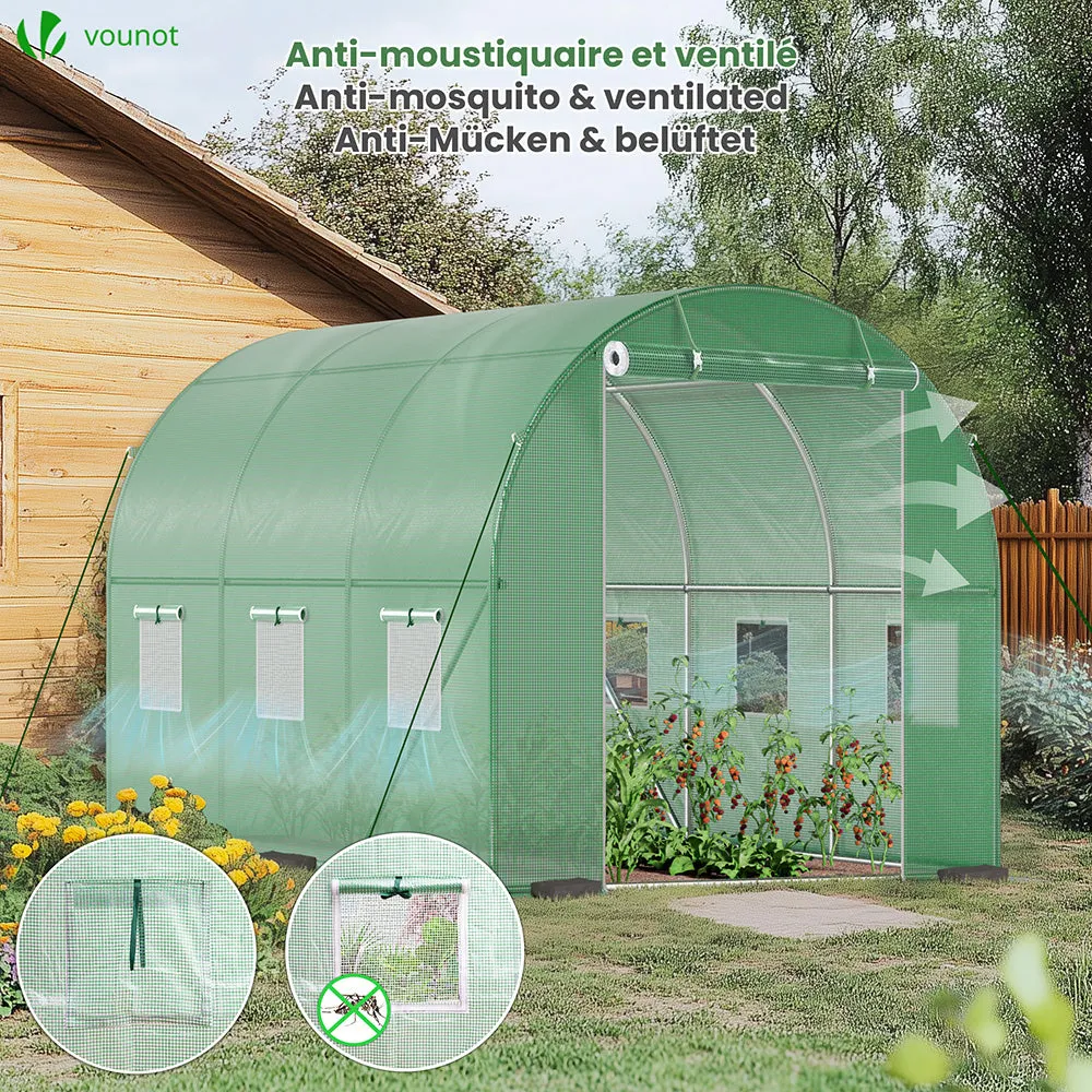 VOUNOT serra tunnel giardino 6 m² acciaio galvanizzato con finestre