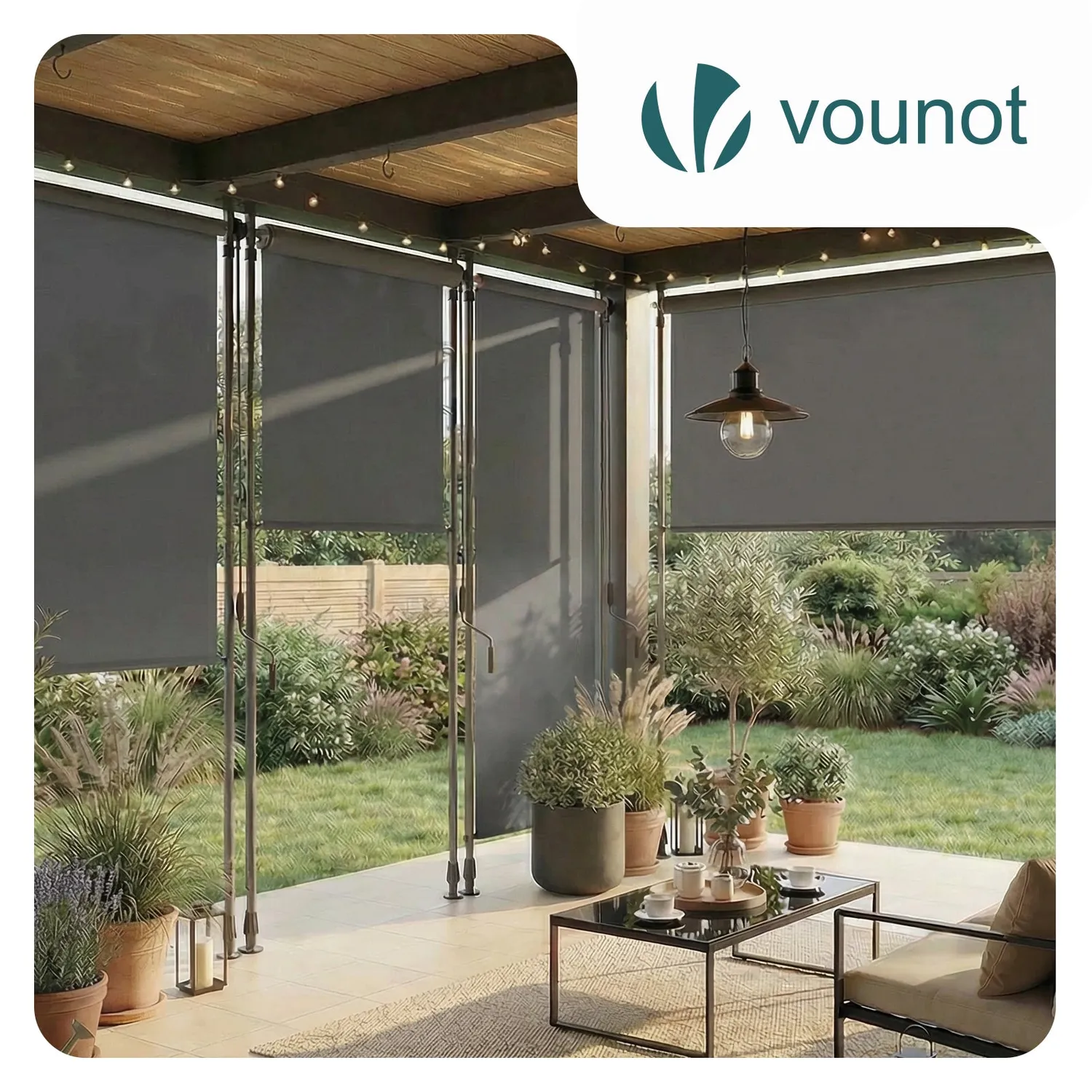 VOUNOT Tenda verticale senza forare 100x310 grigia esterno