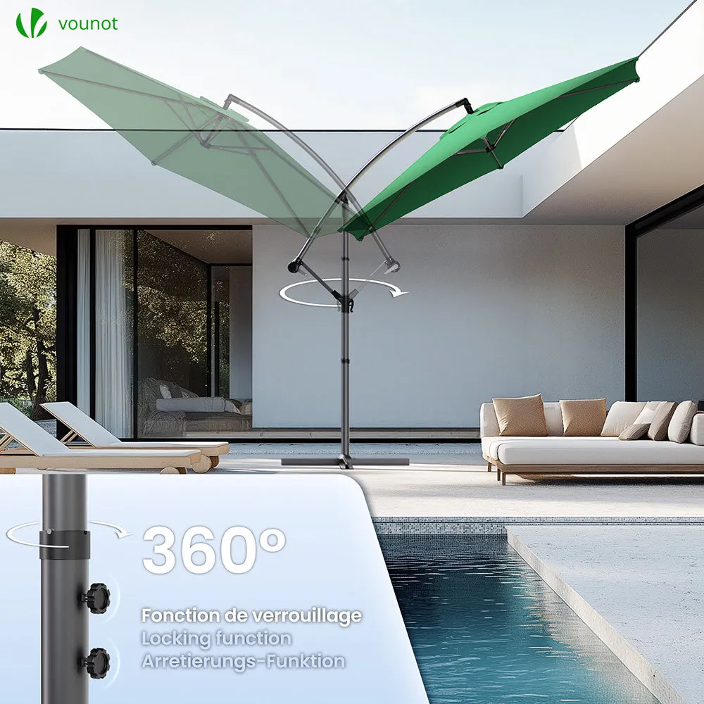 VOUNOT Ombrellone Decentrato 3 m Verde con Custodia
