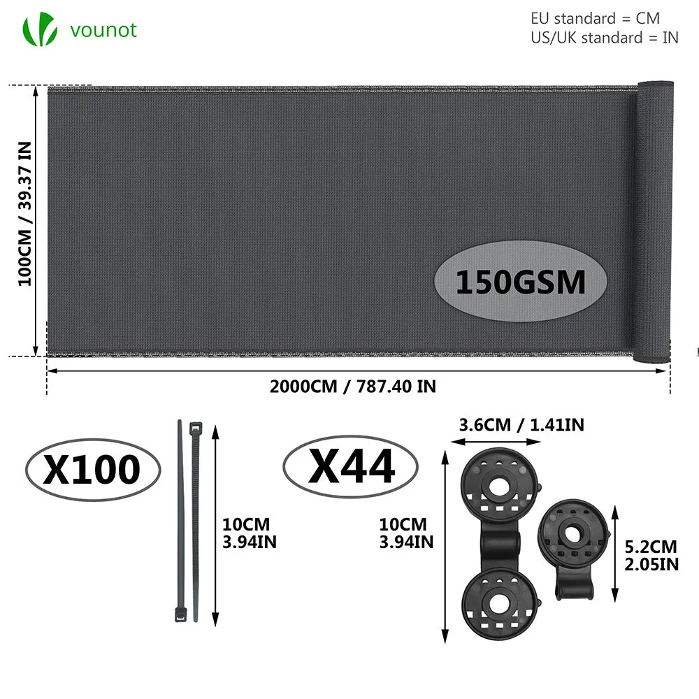 VOUNOT Frangivista 1x20m Antracite HDPE 150g
