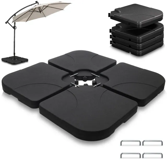 Vounot Zavorre Ombrellone HDPE Set 4 da 60L Nere Antivento