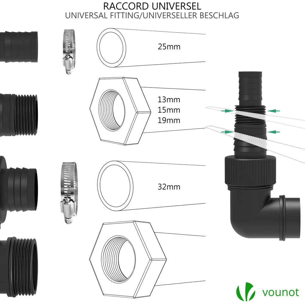 VOUNOT Pompa Sommersa 3in1 13500L/h Verde 7m