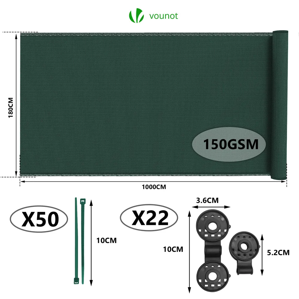 VOUNOT Frangivista Verde 1,8x10 m HDPE 150 Occultante