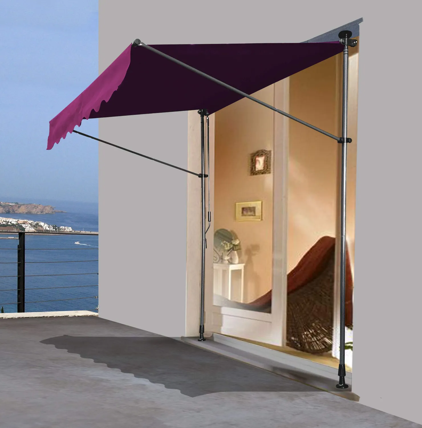 Quick Star tenda a morsetto 300x130 cm bordeaux senza fori