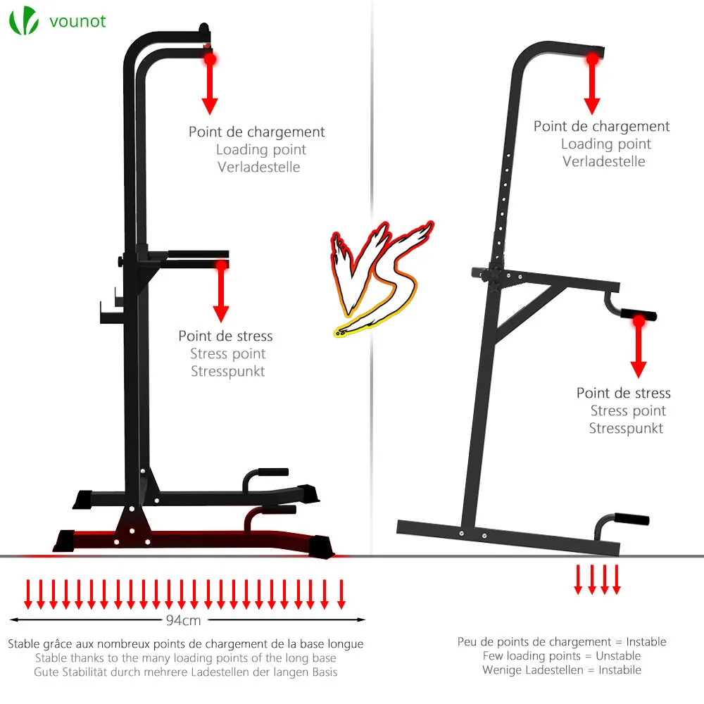 VOUNOT Stazione trazioni multifunzione 152-194 cm acciaio