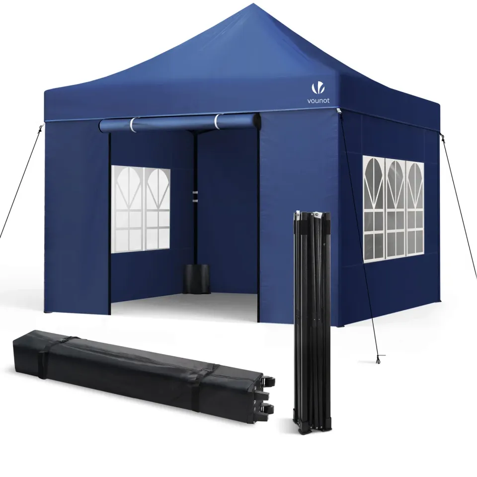 VOUNOT Gazebo pieghevole 3x3 m con 4 pareti blu impermeabile