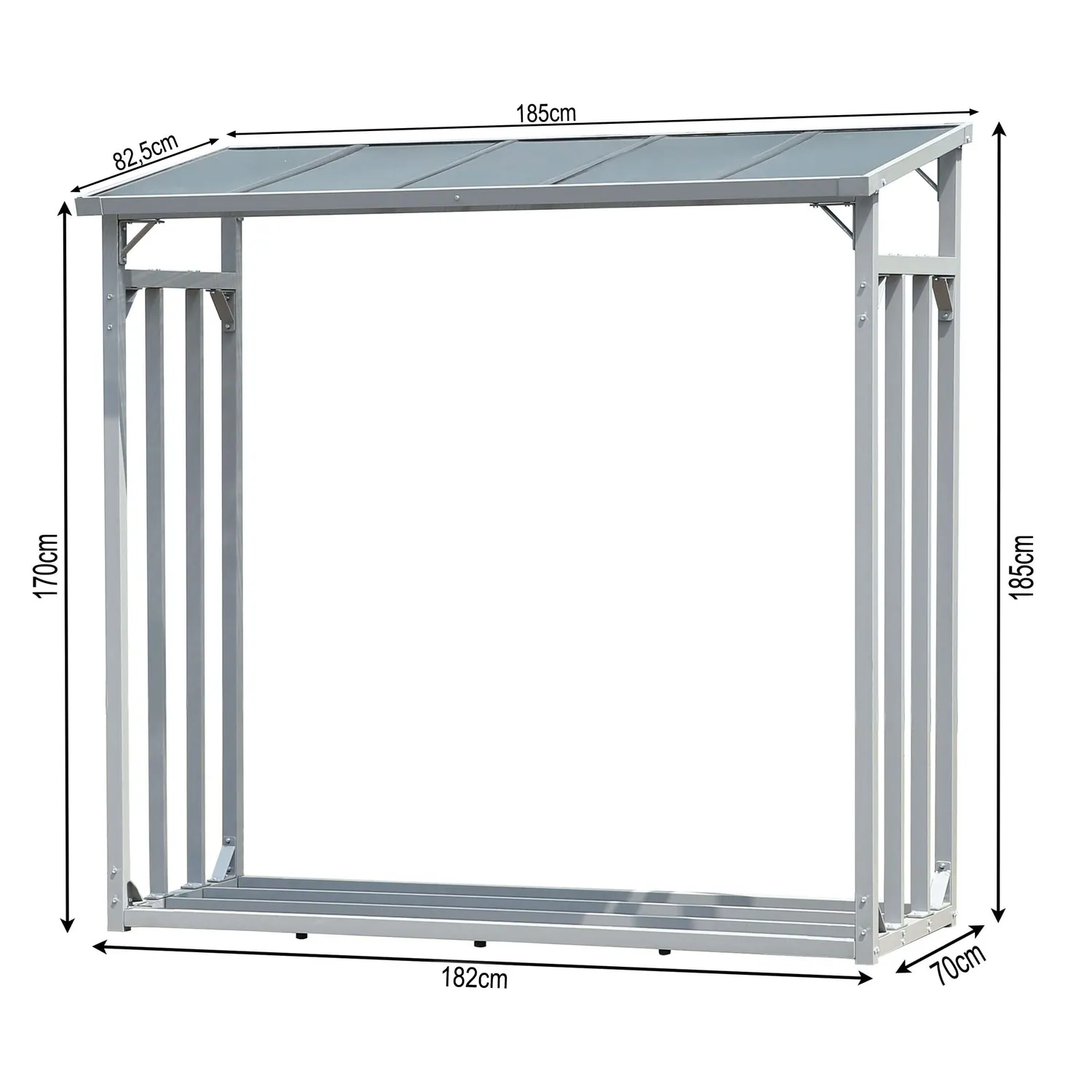 Quick Star scaffale legna alluminio 185x70x185 cm XXL con telo