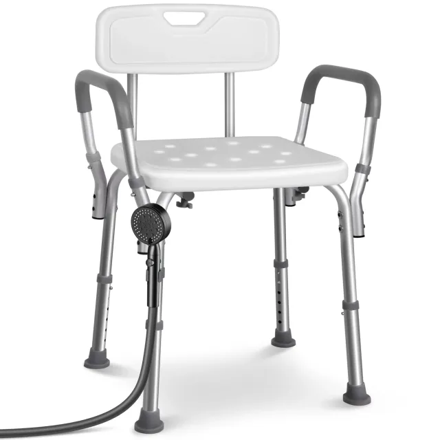 VOUNOT Sedia Doccia Alluminio Bianca con Braccioli antiscivolo