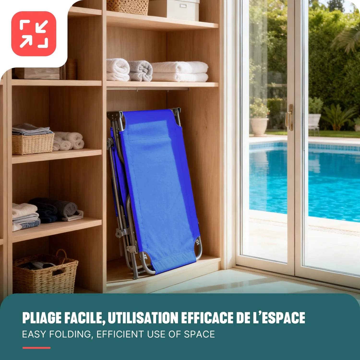 VOUNOT Sdraio Pieghevole con Parasole Blu 2 Pezzi