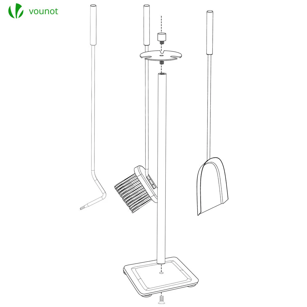 VOUNOT Set camino 4 pezzi metallo nero con supporto
