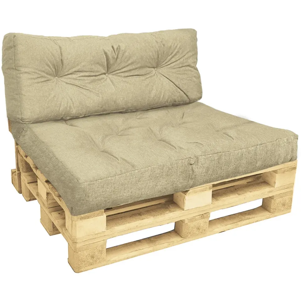 Vounot cuscini per pallet 120x80 beige set 2 pezzi impermeabili